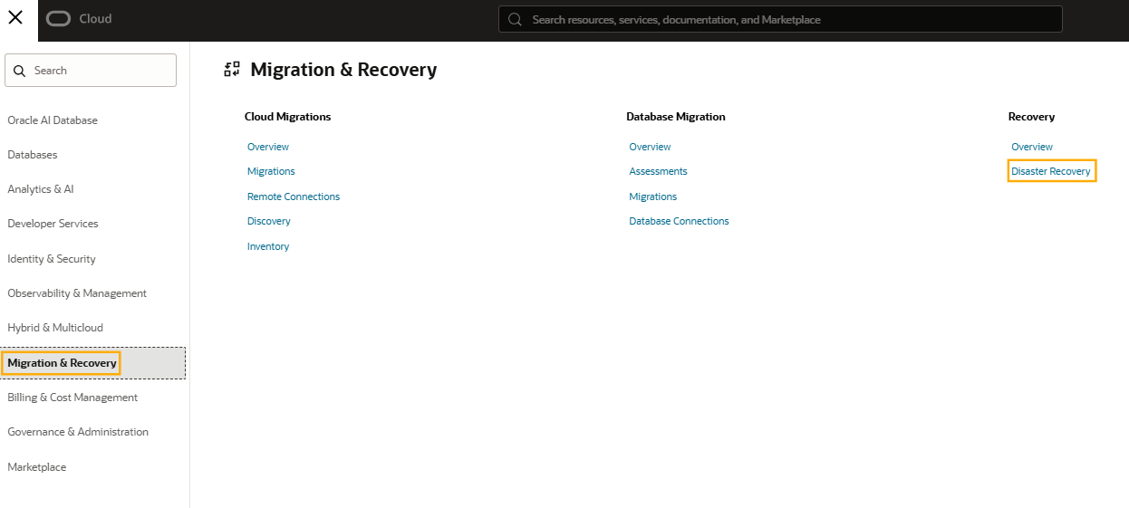 Migration Recovery Console