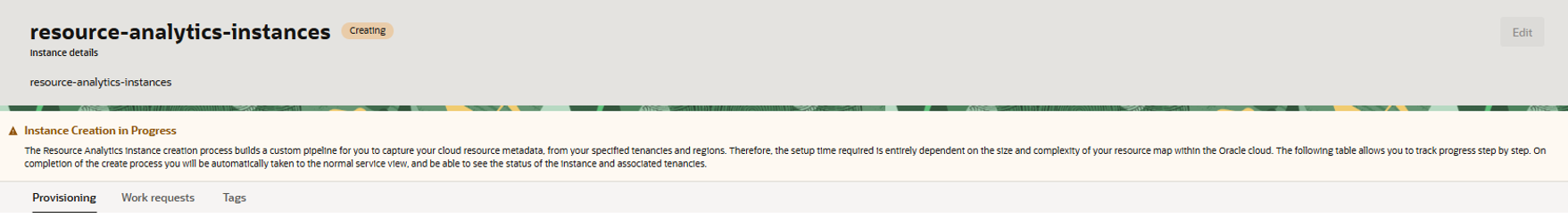 OCI Resource Analytics provisioning
